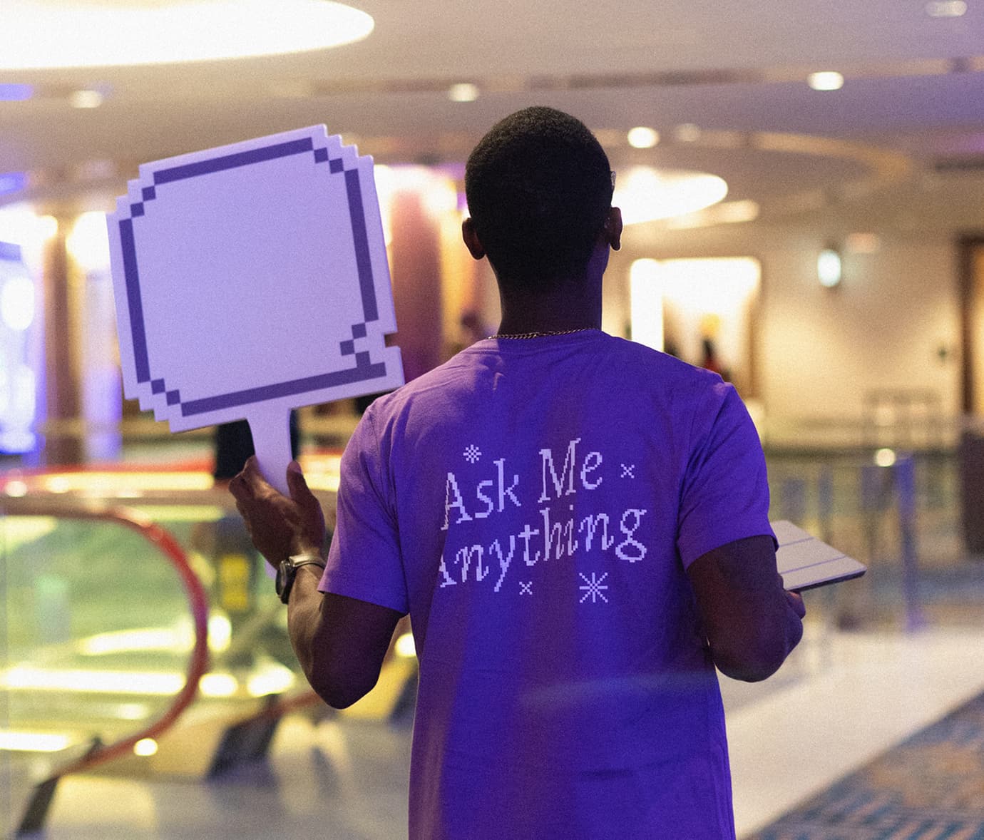 Attendee at the amenities and accommodations area