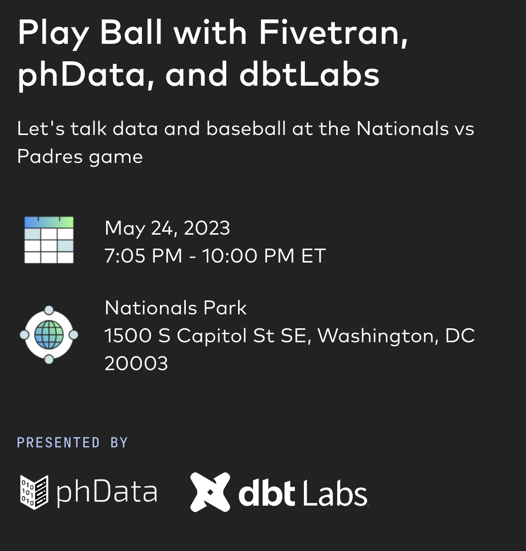 Play Ball w/ Fivetran, phData, and dbt Labs
