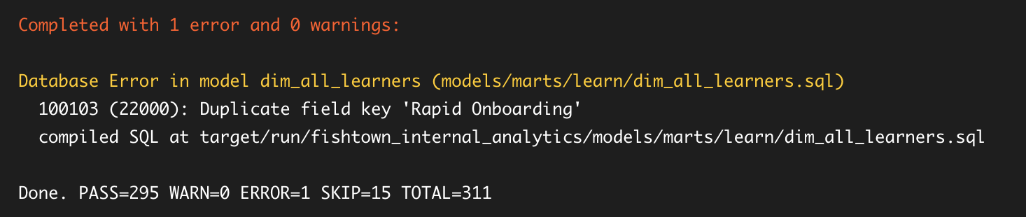 dbt model error log